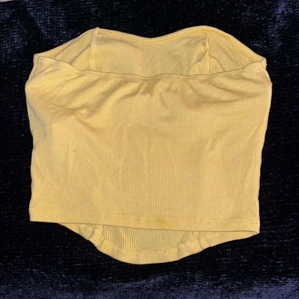 Yellow Strapless Ribbed Top - Picture 2 of 2